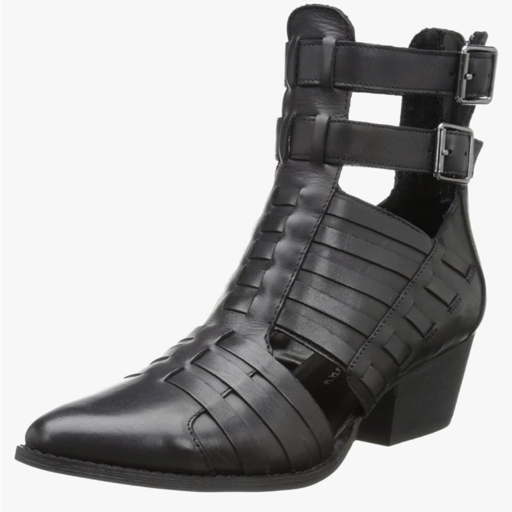 Chinese Laundry Black Strappy Cutout Ankle Boots